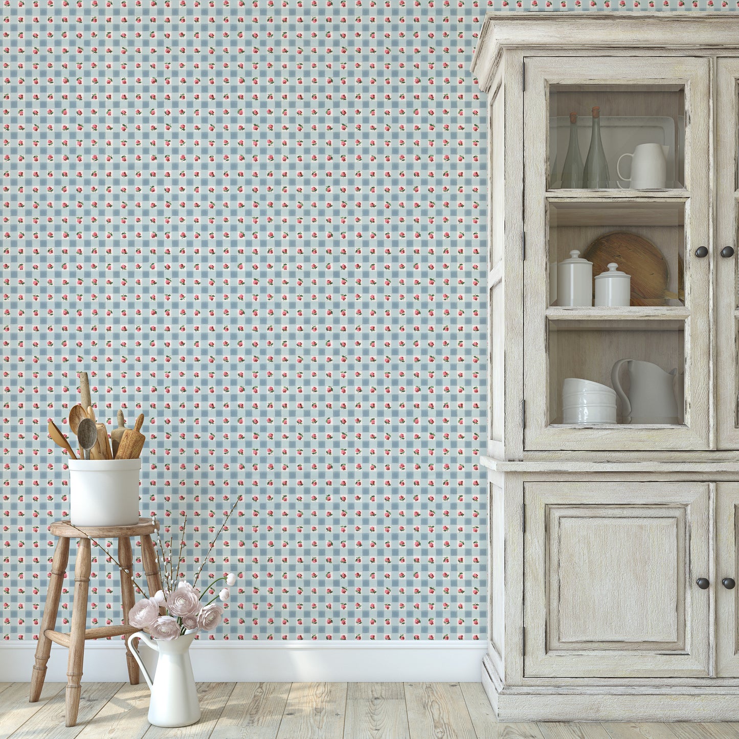 Lucille Kitchen Floral Gingham and Roses