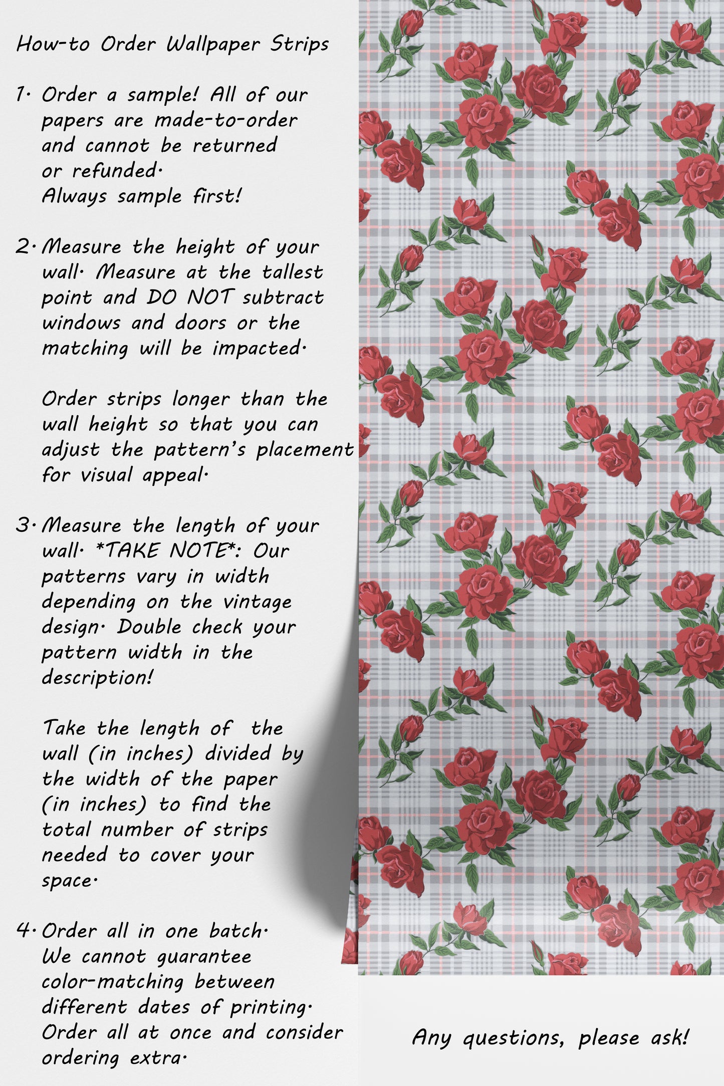 Tori Red Roses Floral on Plaid