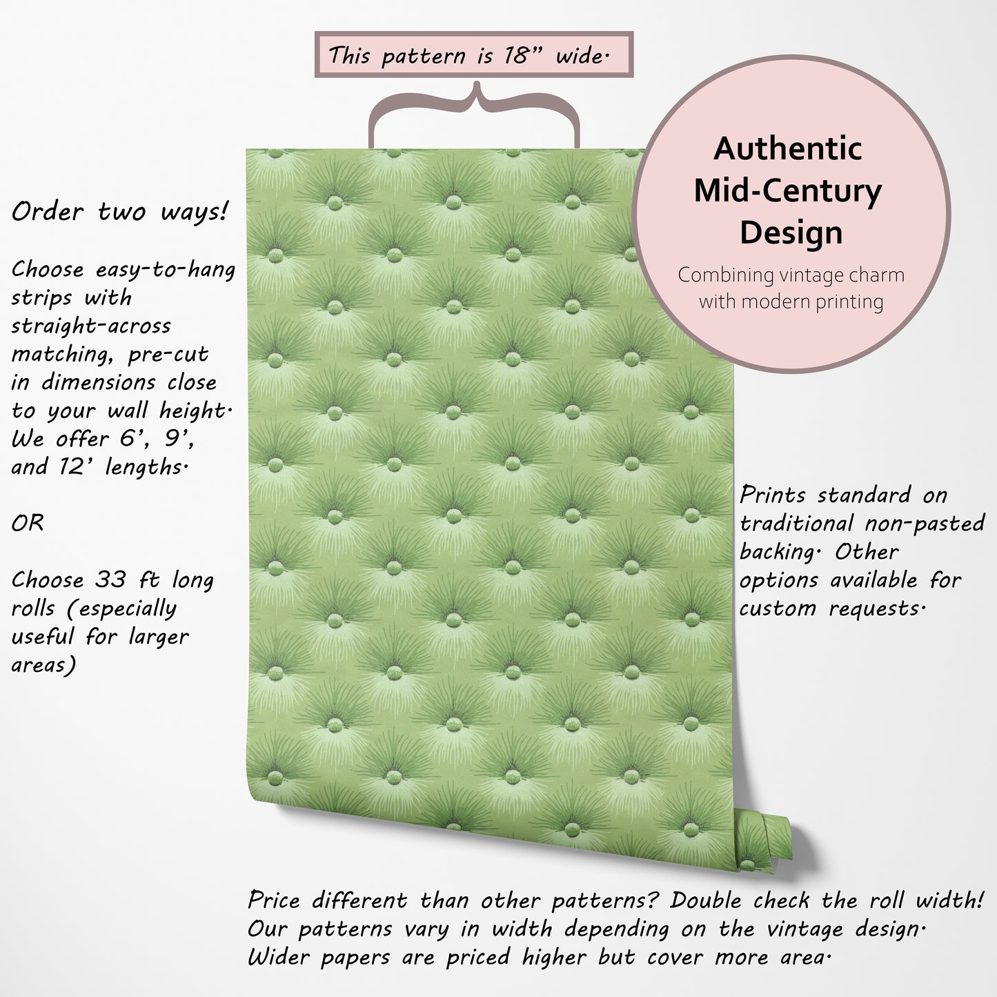 Mitzi Button Tuft Texture in Green