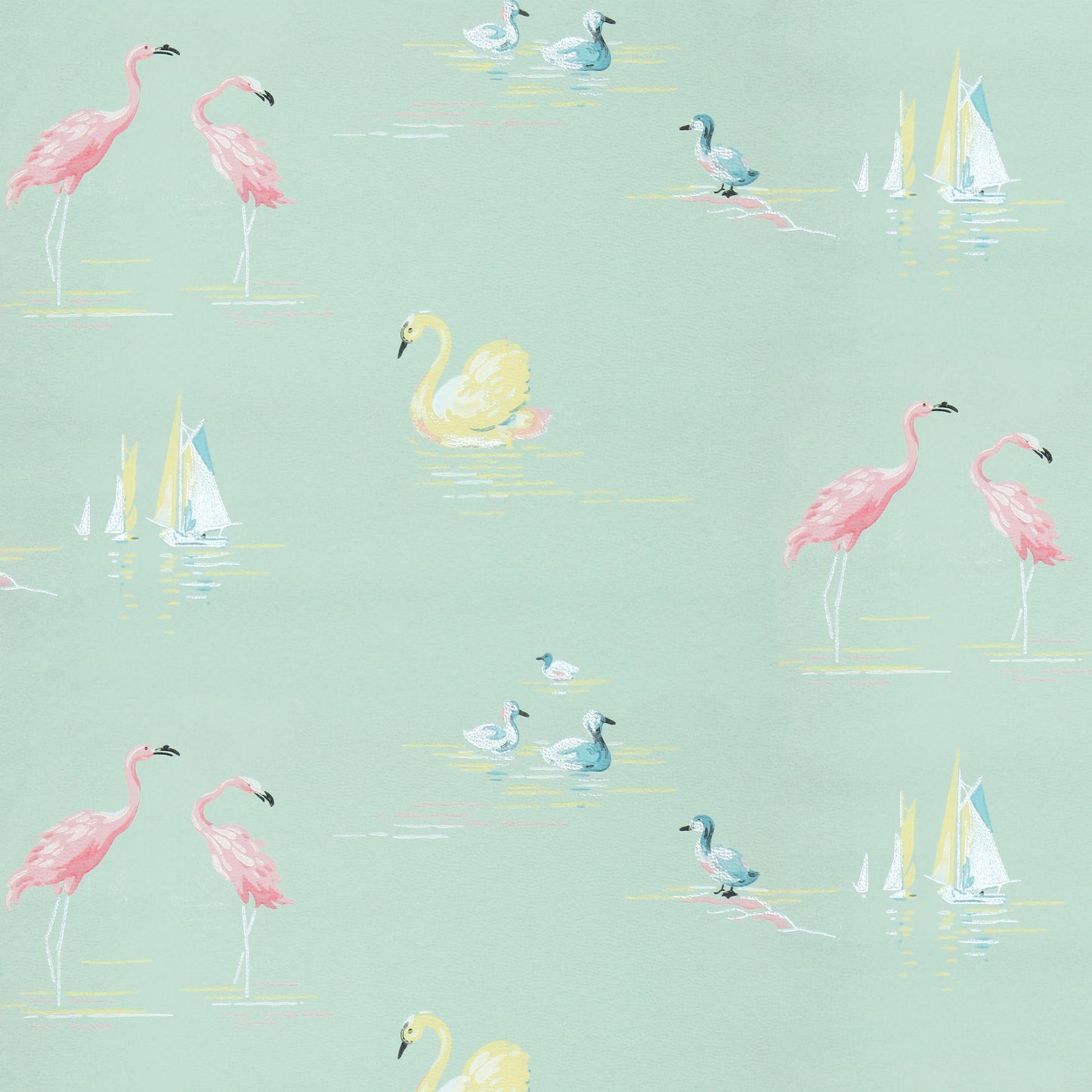 Flamingo and Swans Midcentury Bathroom