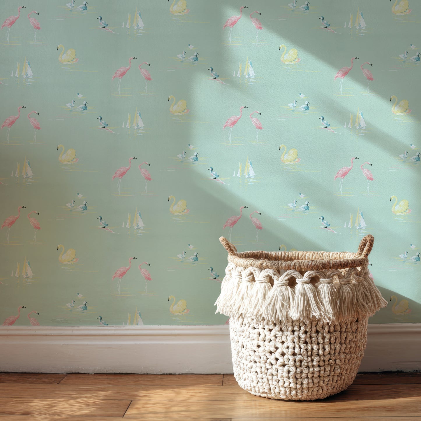 Flamingo and Swans Midcentury Bathroom