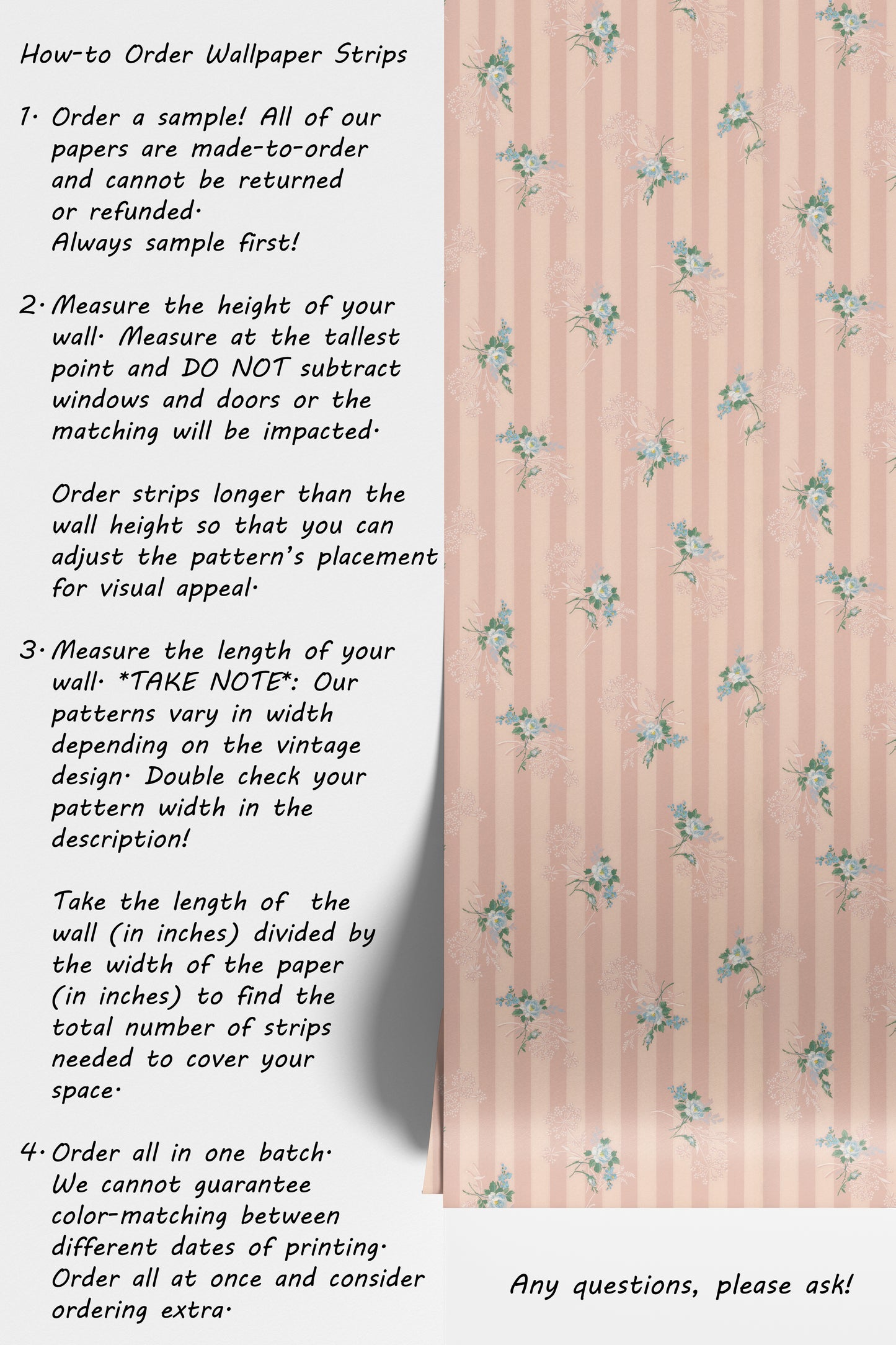 Dori Floral Blue Roses on Pink Stripe