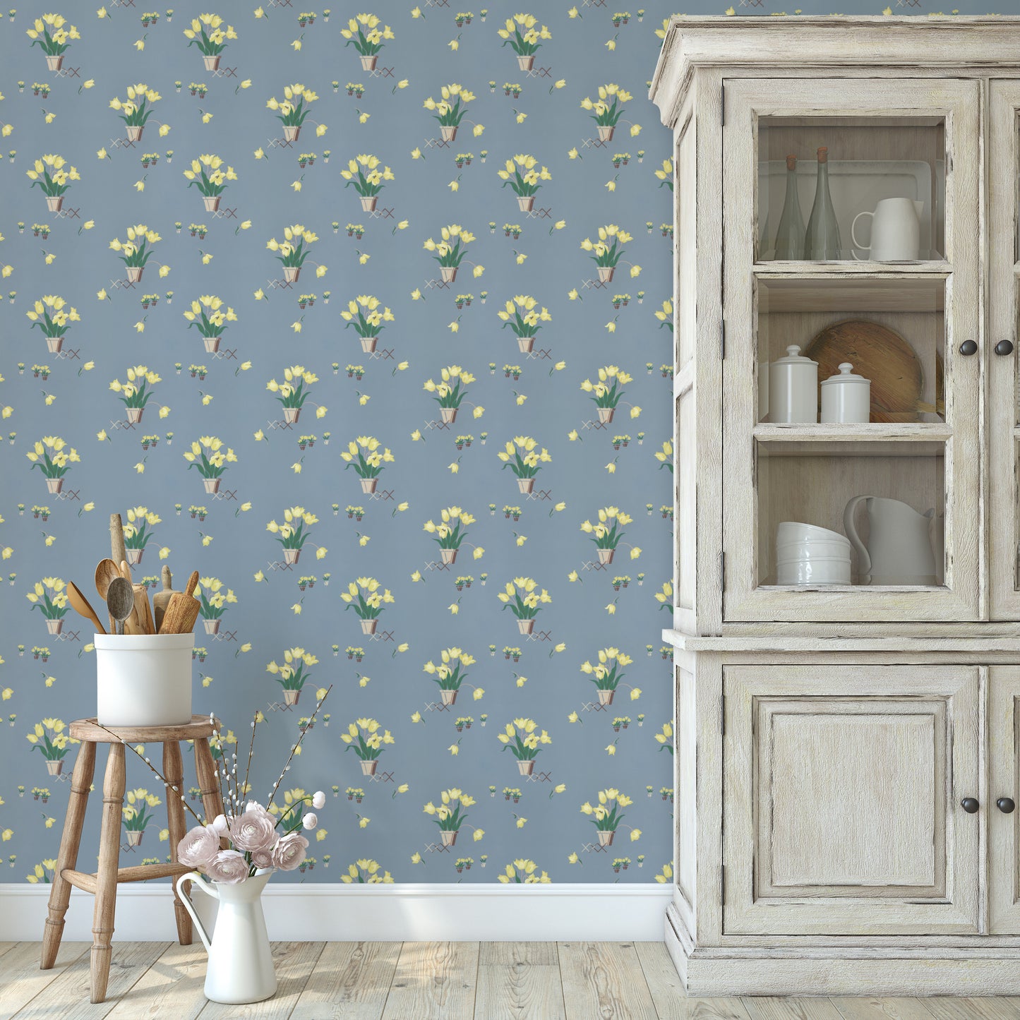 Yellow Potted Tulips Kitchen Floral