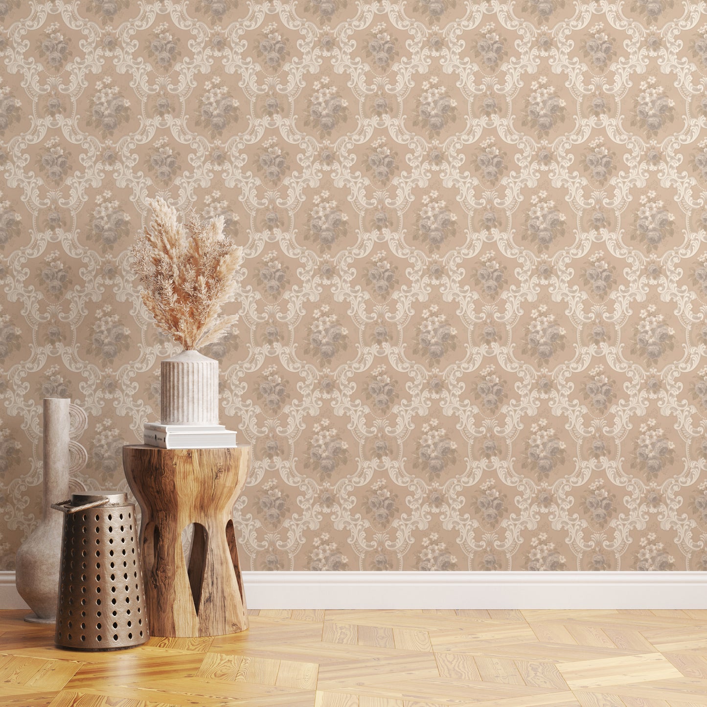 Pearl Rose Floral Damask