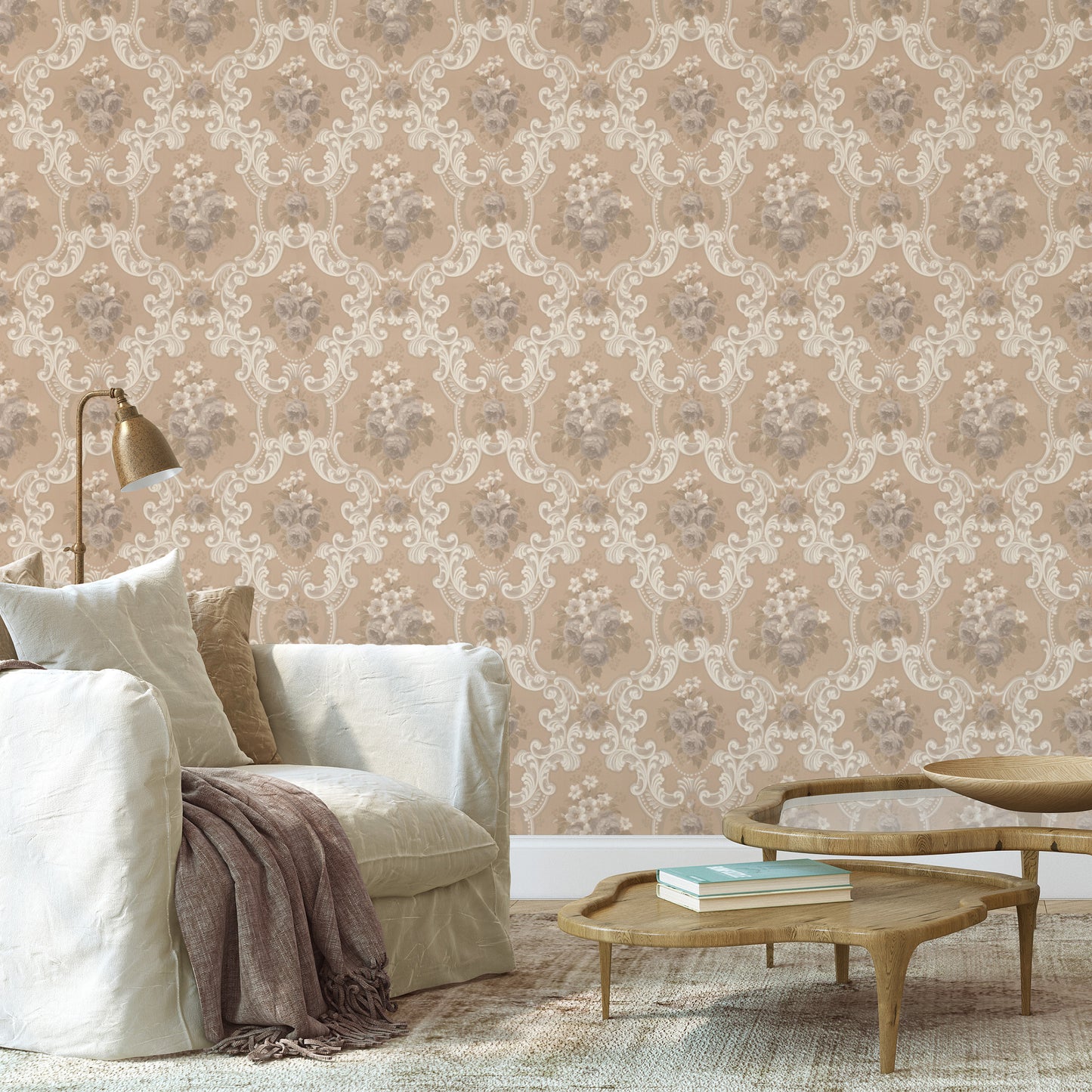 Pearl Rose Floral Damask
