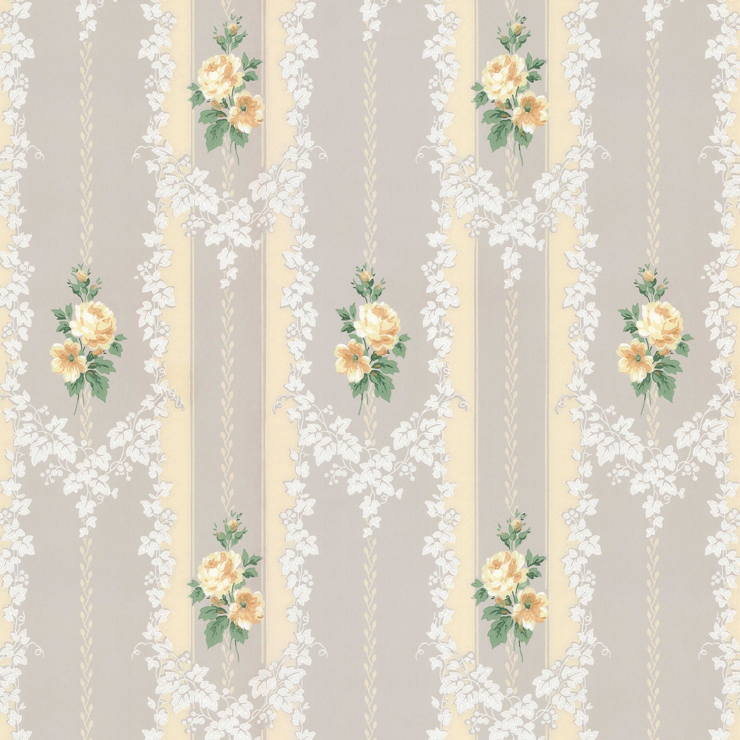 Cristi Yellow Roses Floral Stripe
