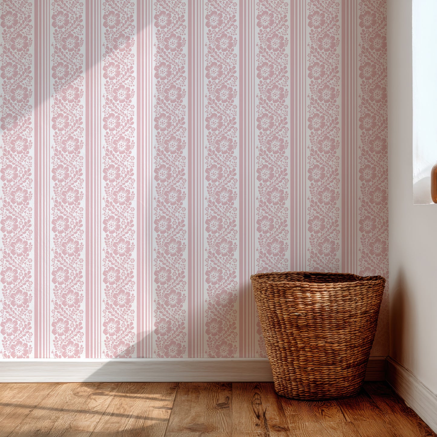 Climbing Floral Stripe Pink Hannah's Treasures Designs