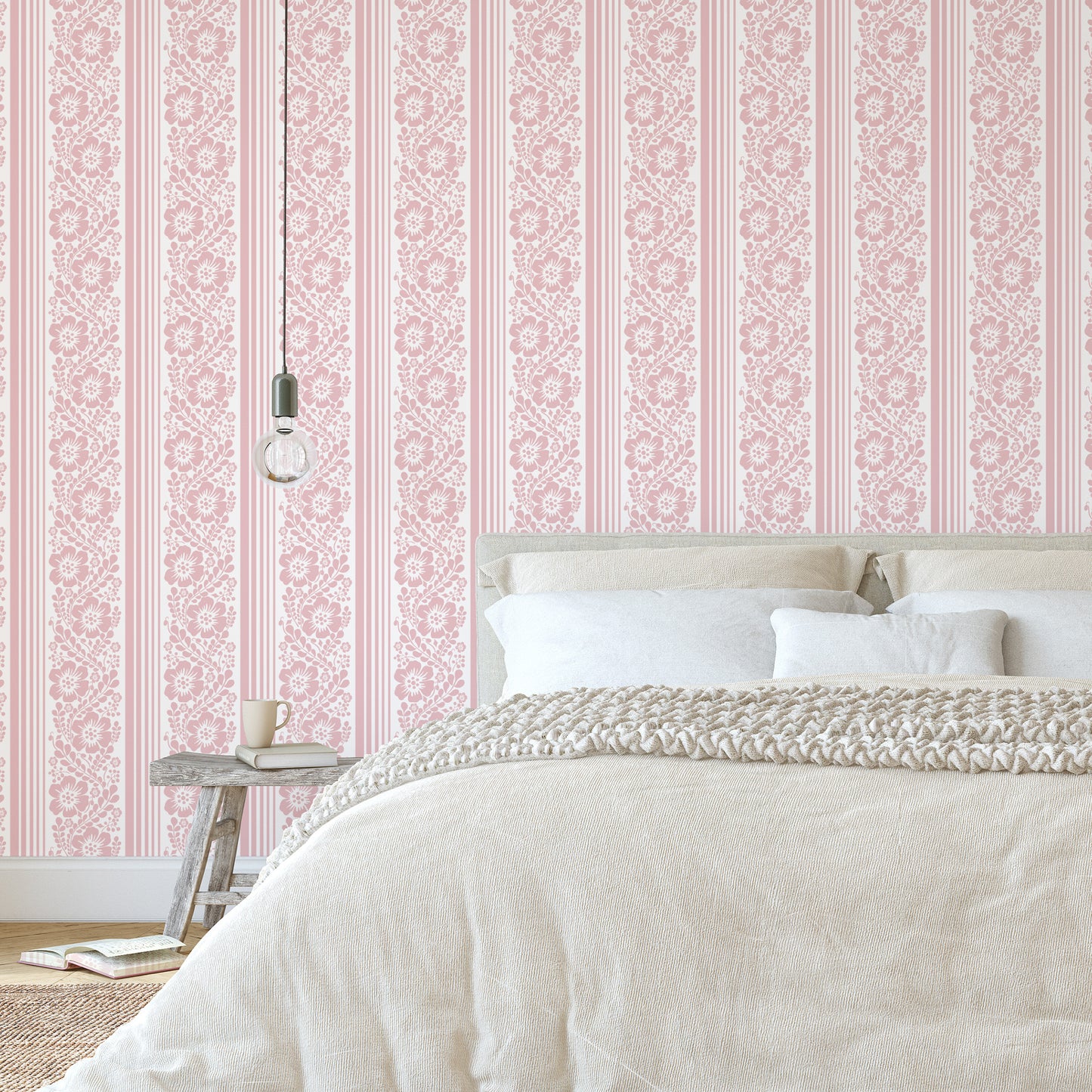 Climbing Floral Stripe Pink Hannah's Treasures Designs