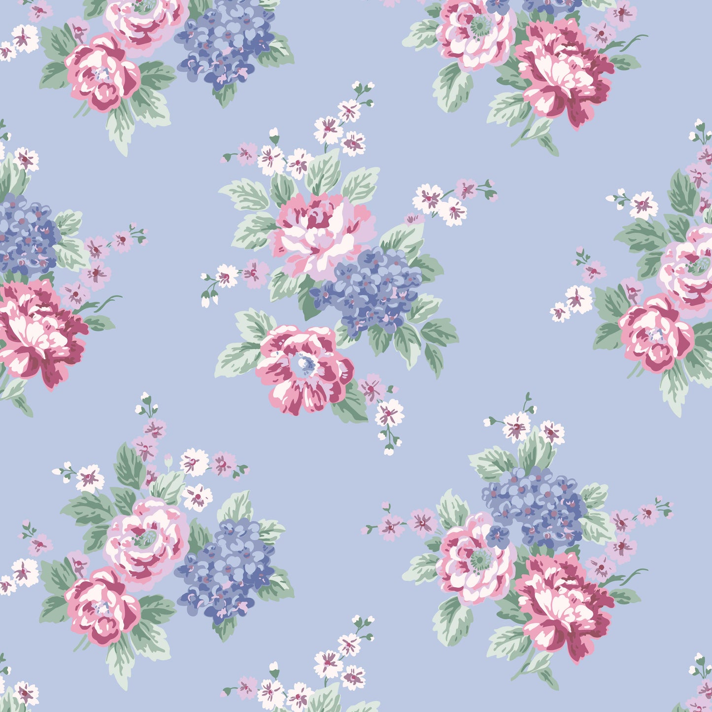 Romantic Roses and Hydrangeas in Blue Hannah's Treasures Designs