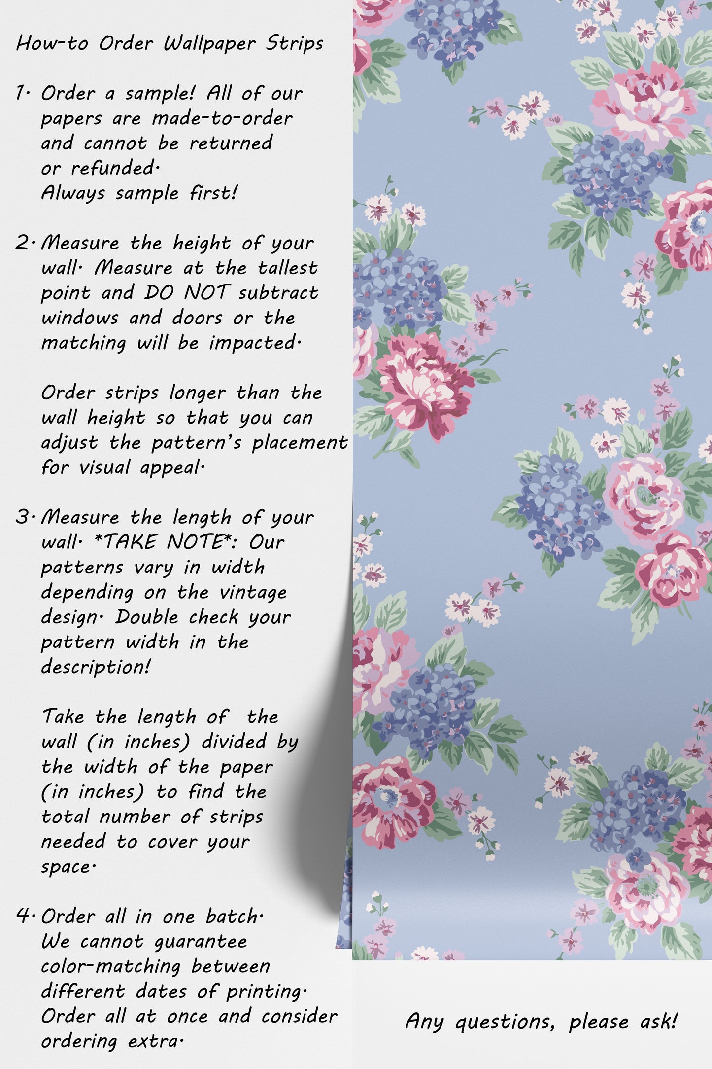 Large Romantic Roses and Hydrangeas in Blue Hannah's Treasures Designs