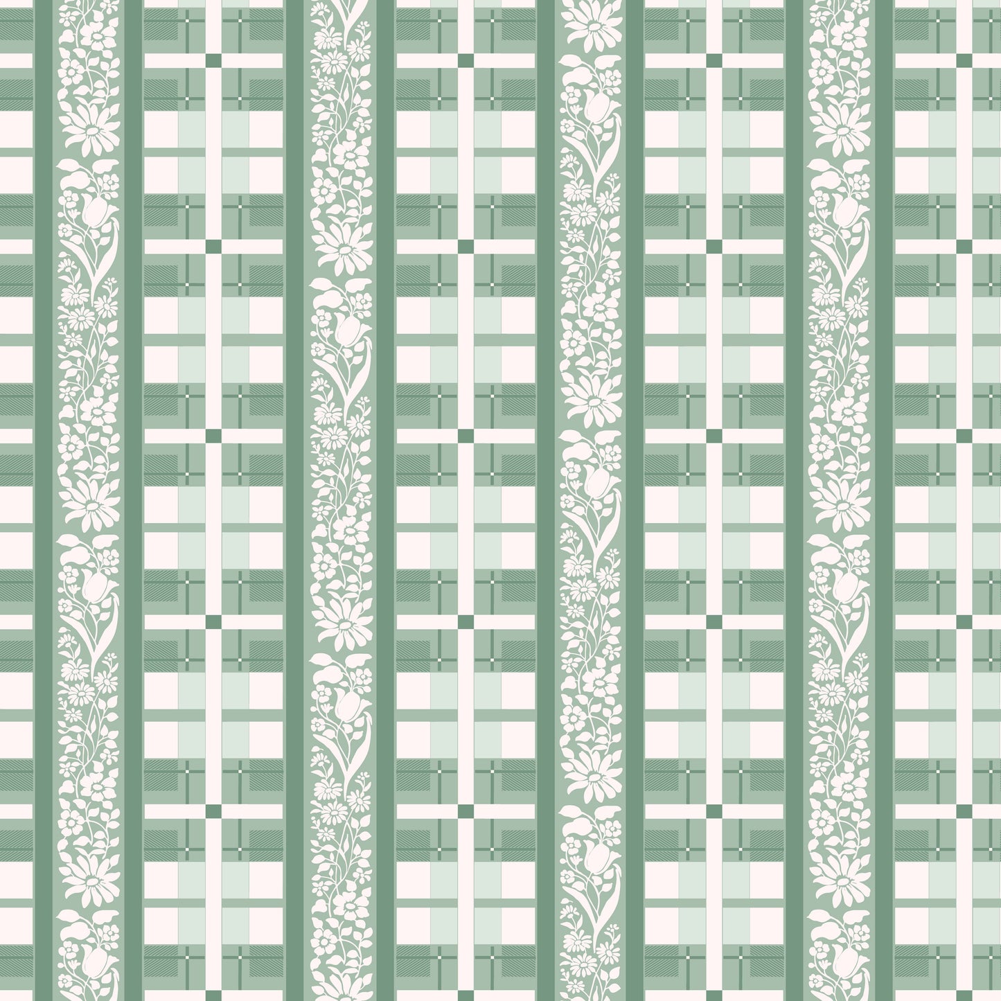Cutesy Floral Plaid in Green Hannah's Treasures Designs