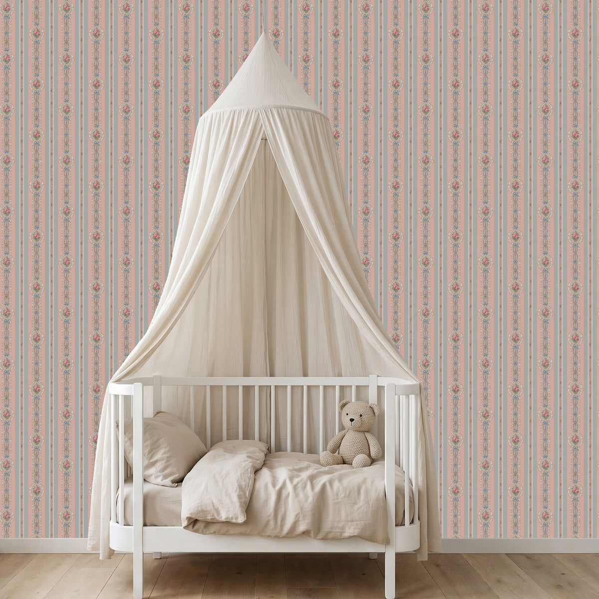 Sabrina Rose Floral Ribbon Stripe