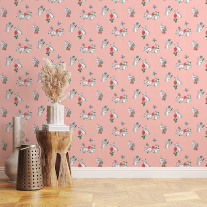 Dinah Kittens and Butterflies Childrens Theme in Pink