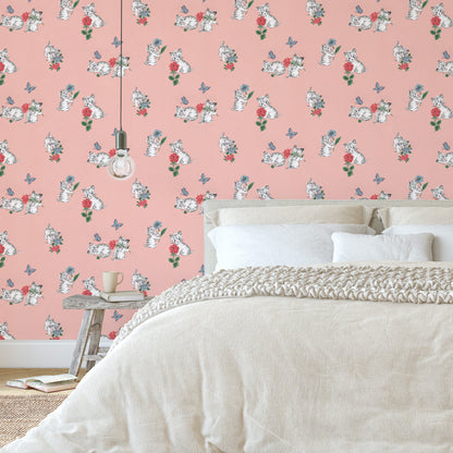 Dinah Kittens and Butterflies Childrens Theme in Pink