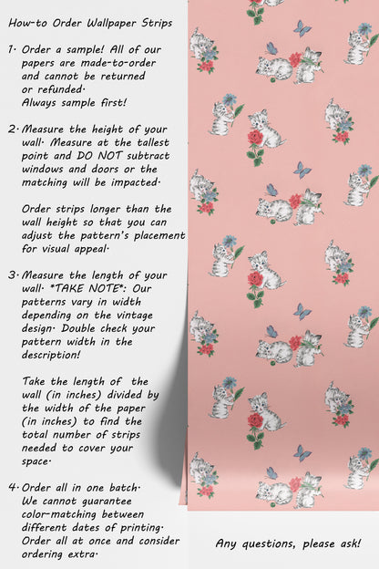 Dinah Kittens and Butterflies Childrens Theme in Pink