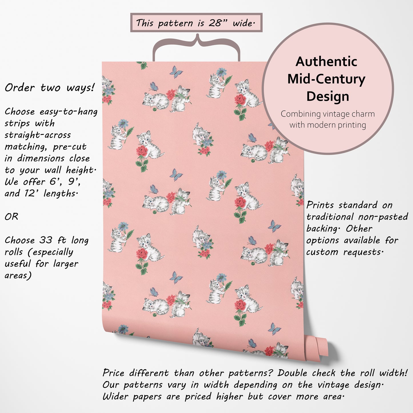 Dinah Kittens and Butterflies Childrens Theme in Pink