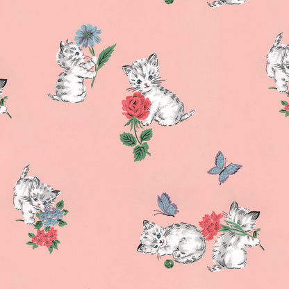 Dinah Kittens and Butterflies Childrens Theme in Pink