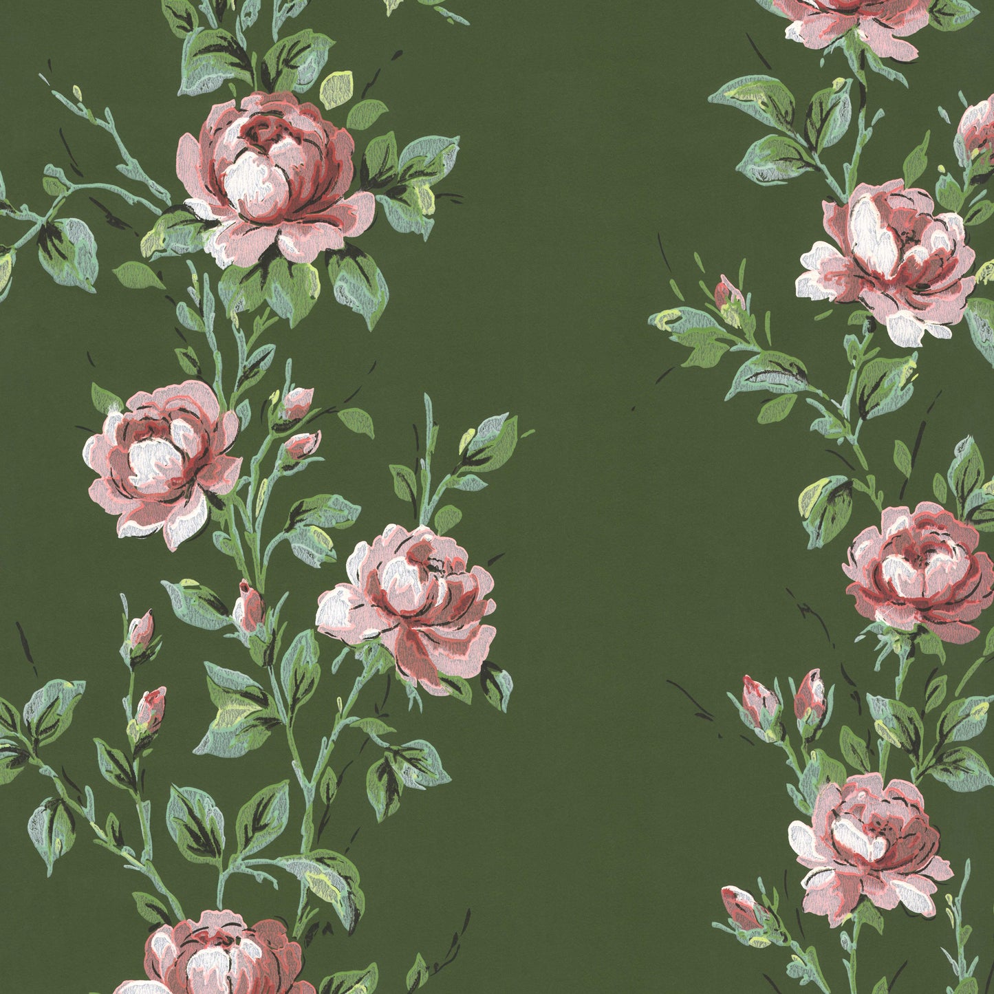Wren Floral Stripe Pink Roses