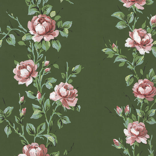 Wren Floral Stripe Pink Roses