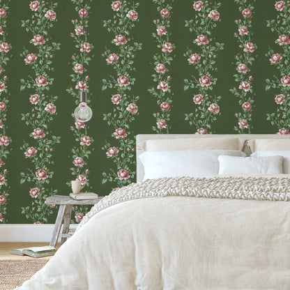 Wren Floral Stripe Pink Roses
