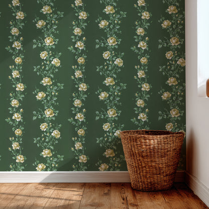 Wren Floral Stripe Yellow Roses