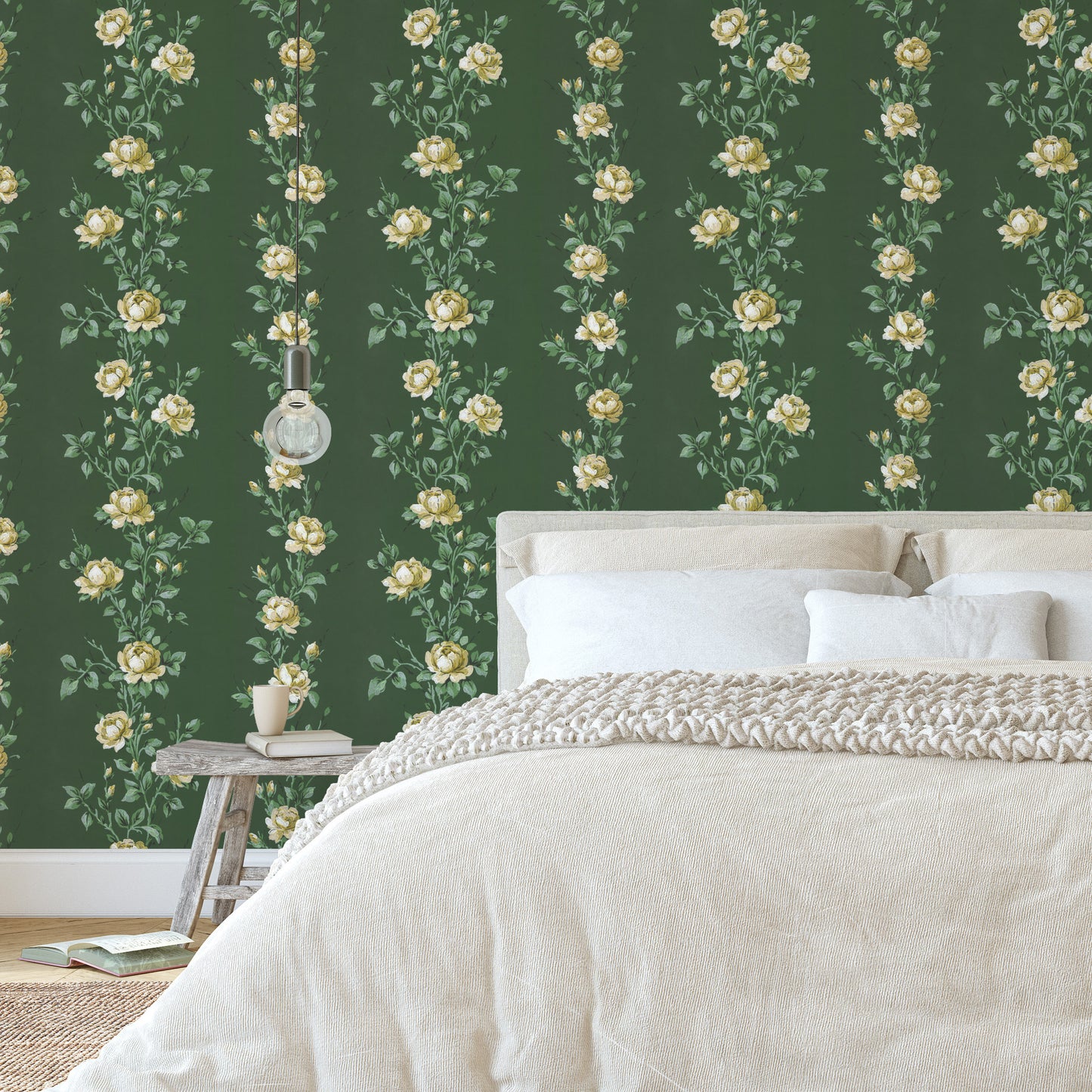 Wren Floral Stripe Yellow Roses