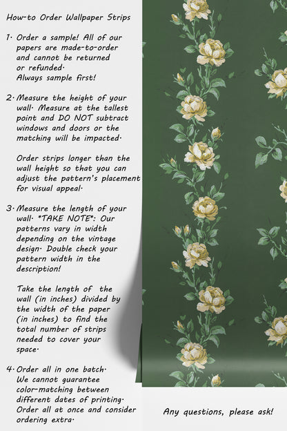 Wren Floral Stripe Yellow Roses