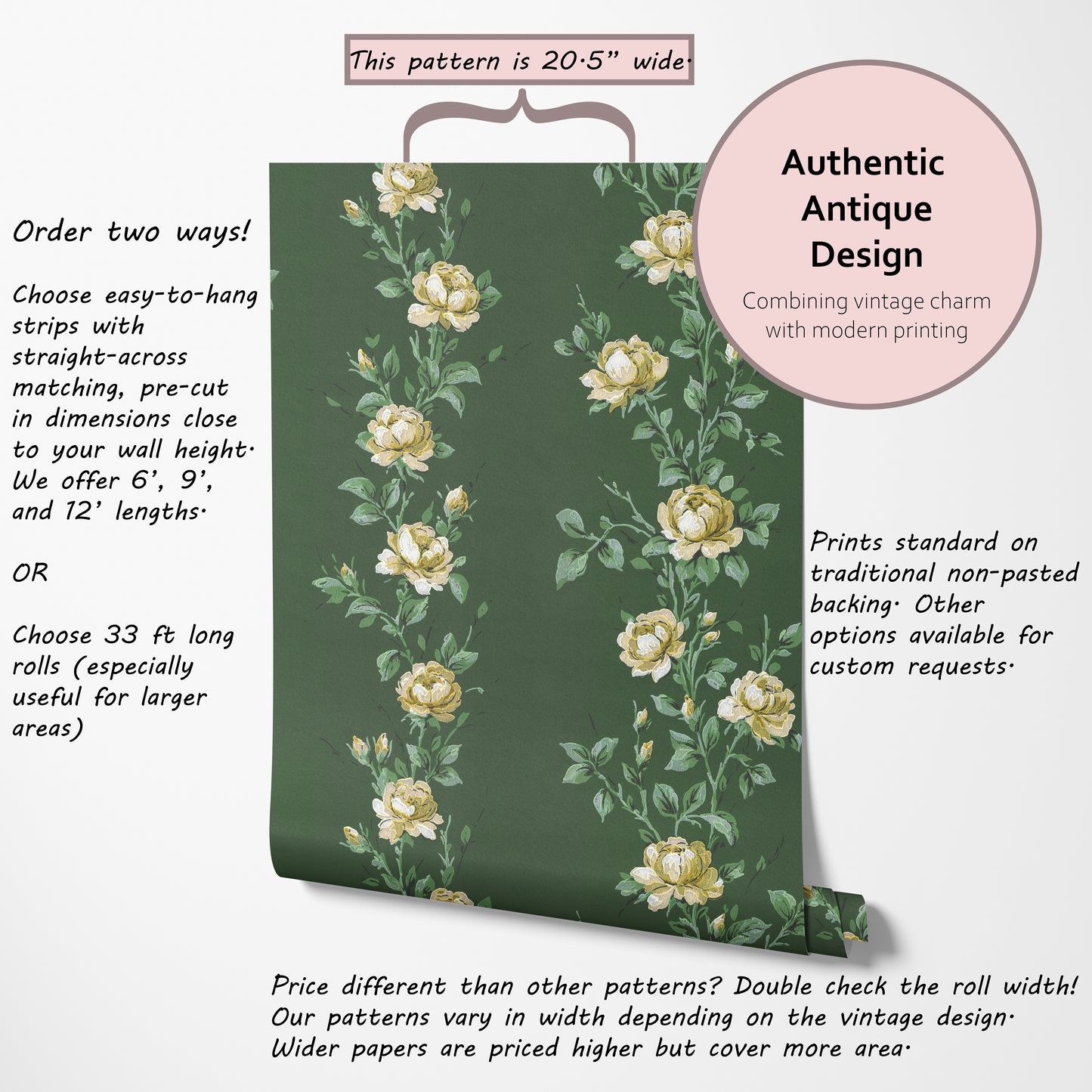 Wren Floral Stripe Yellow Roses
