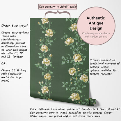 Wren Floral Stripe Yellow Roses