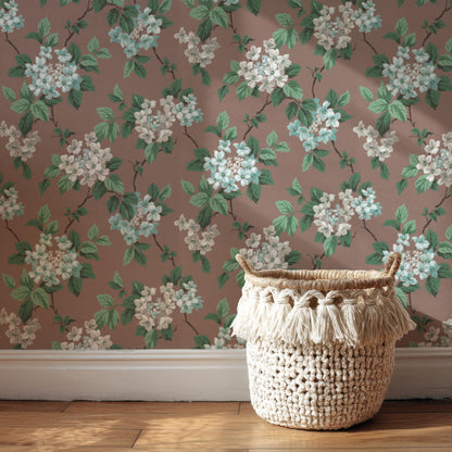 Davy Hydrangea Floral in Mocha Mousse