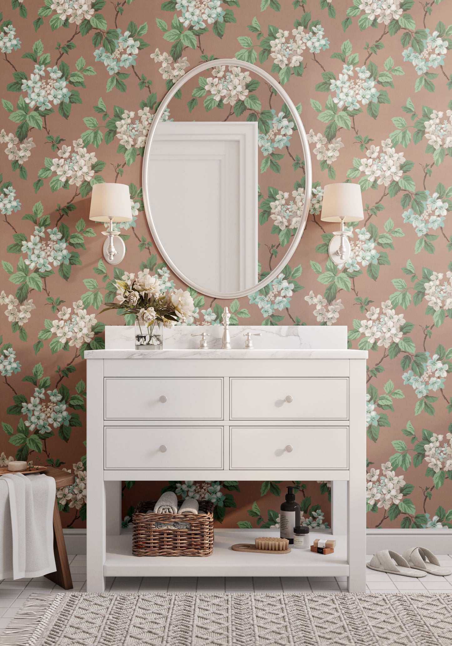 Davy Hydrangea Floral in Mocha Mousse