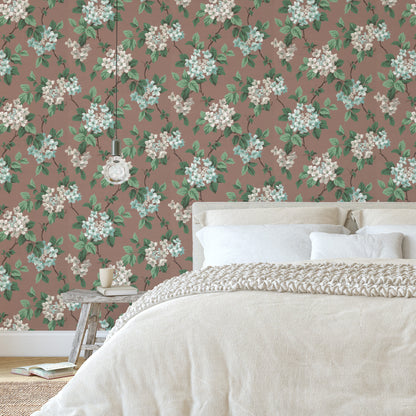 Davy Hydrangea Floral in Mocha Mousse