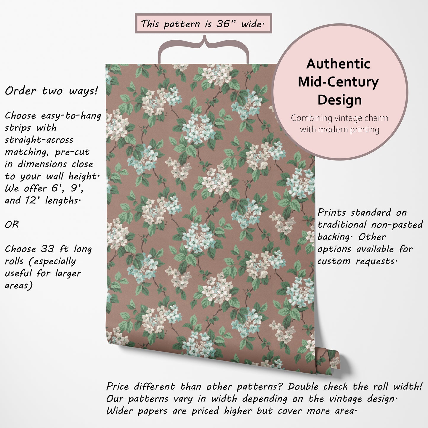 Davy Hydrangea Floral in Mocha Mousse