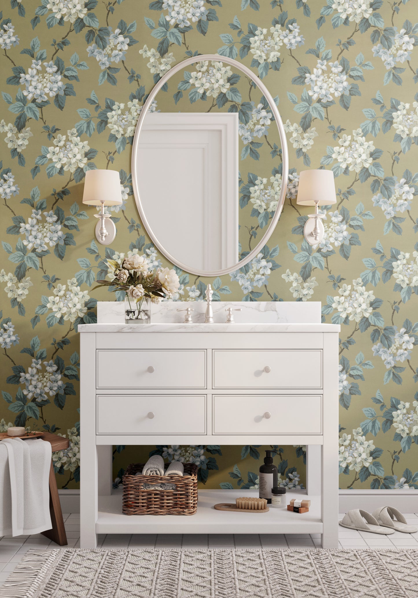 Davy Hydrangea Floral in Olive