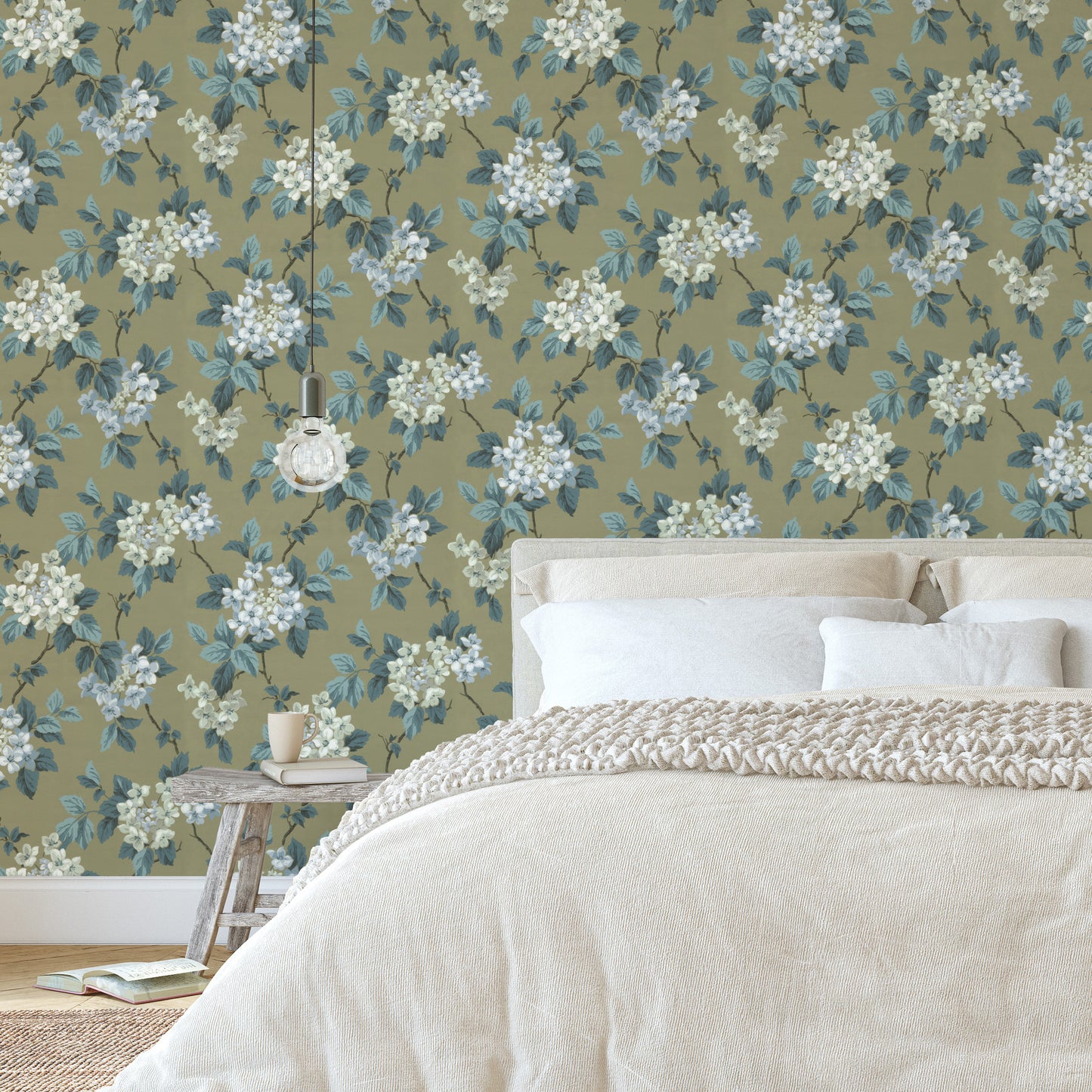 Davy Hydrangea Floral in Olive