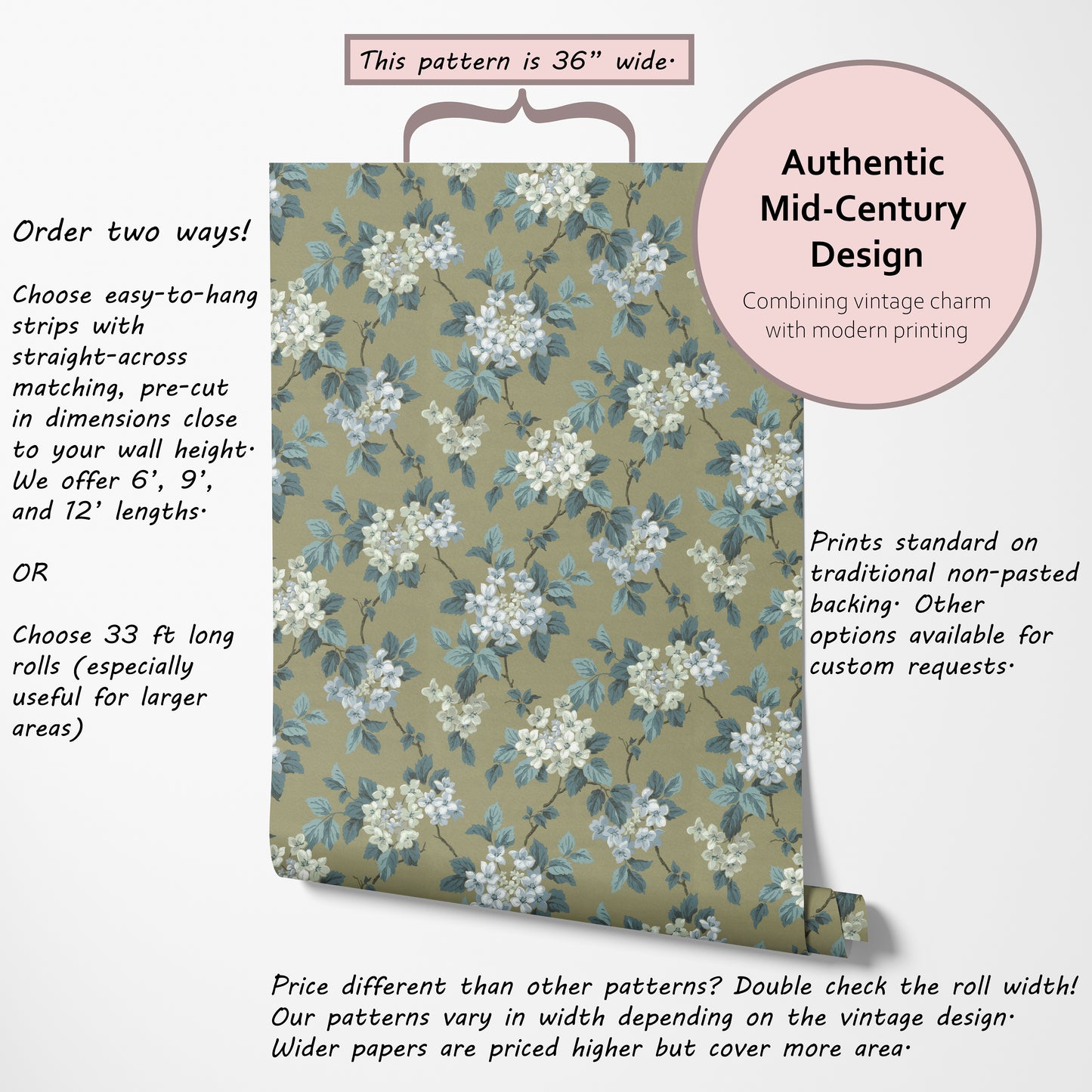 Davy Hydrangea Floral in Olive