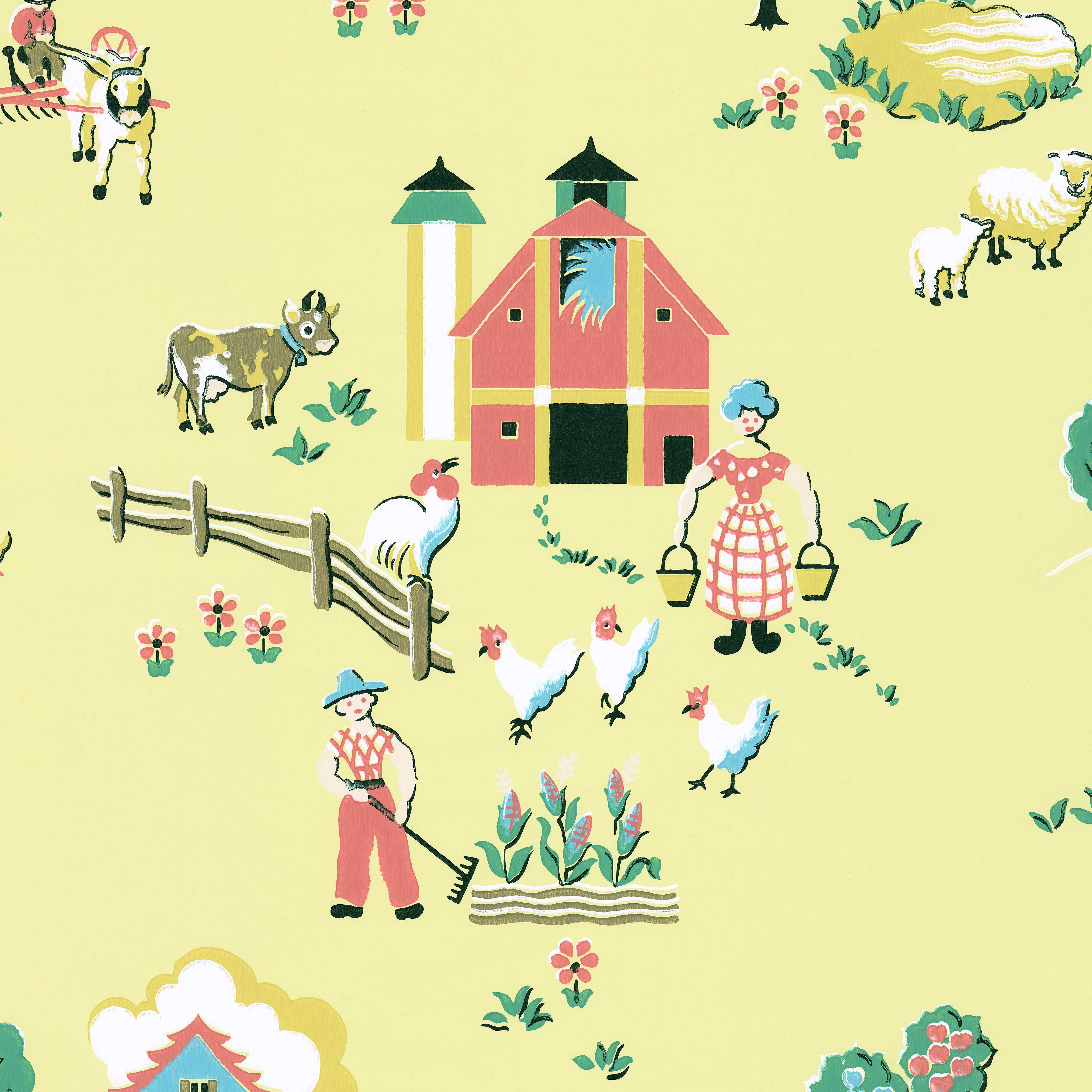 Matilda Country Kitchen - 1950s Vintage Wallpaper Reproduction ...