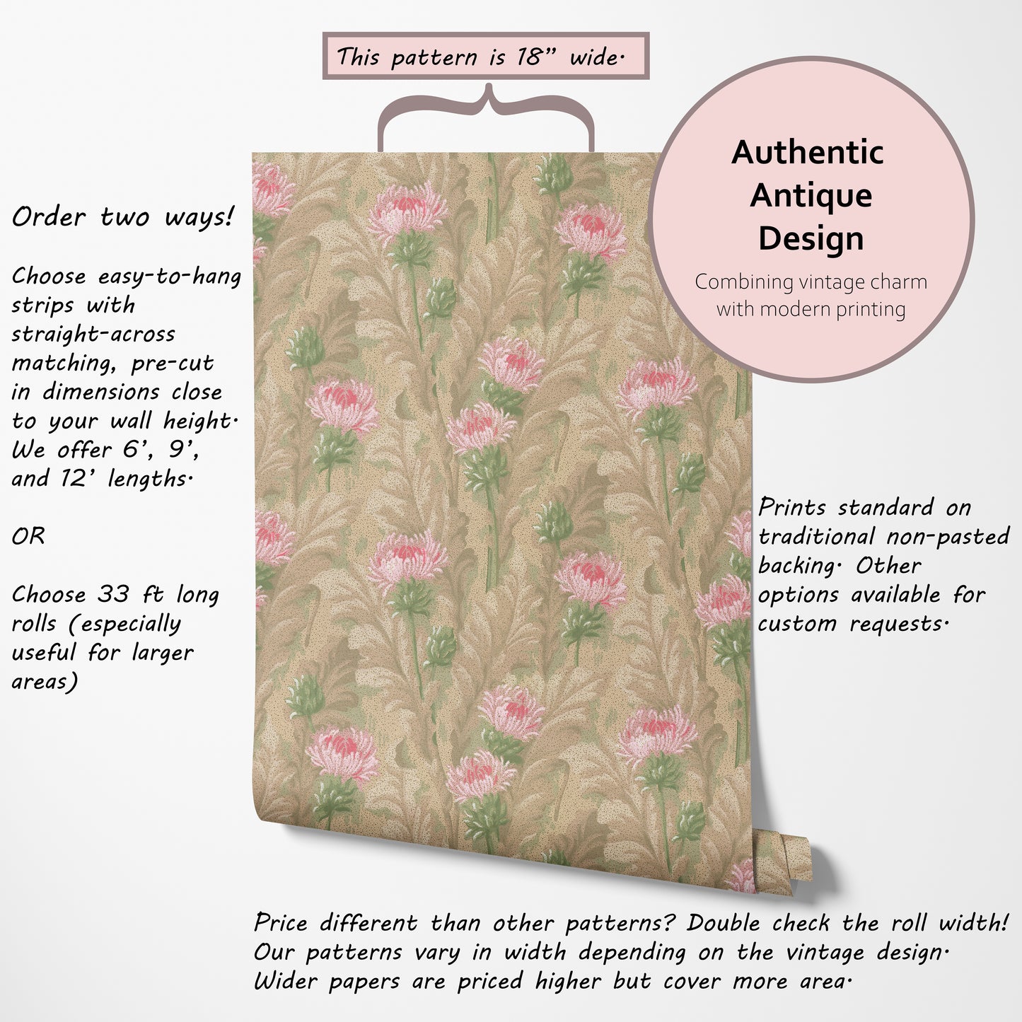 Natalie Antique Floral Stripe