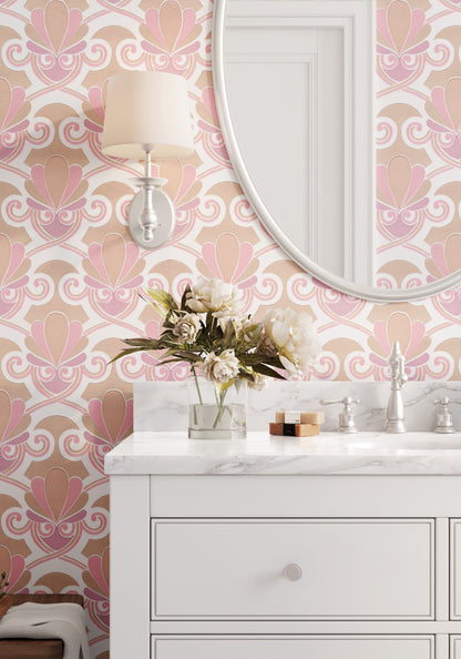 Olympia Midcentury Clam Shell Geometric or Bathroom in Pink