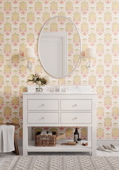 Olympia Midcentury Clam Shell Geometric or Bathroom in Yellow