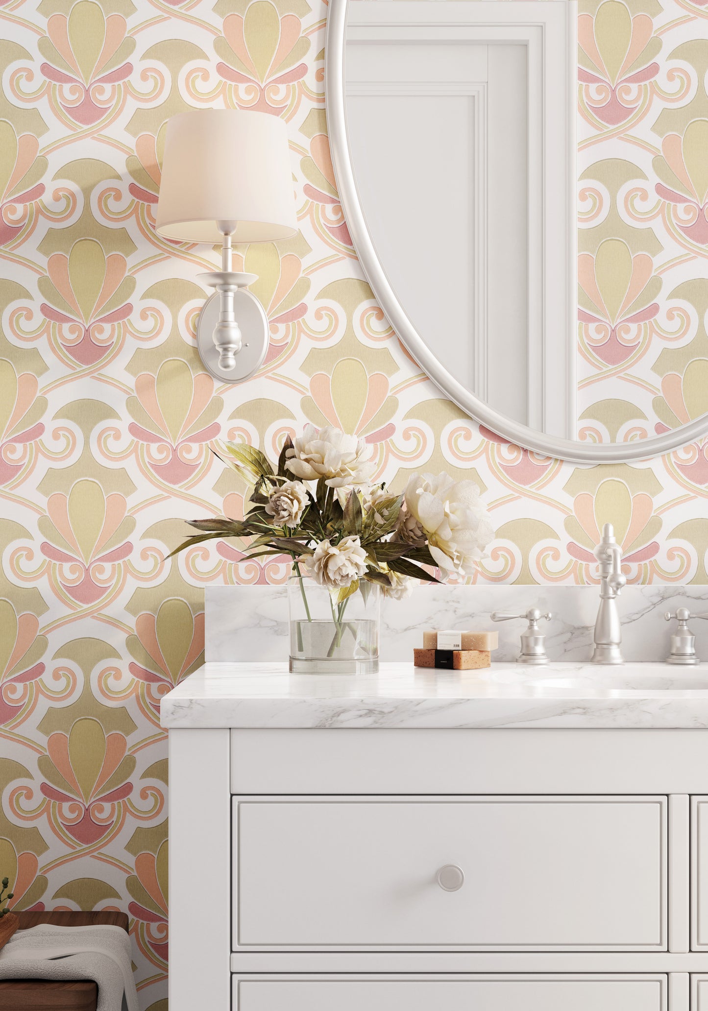 Olympia Midcentury Clam Shell Geometric or Bathroom in Yellow