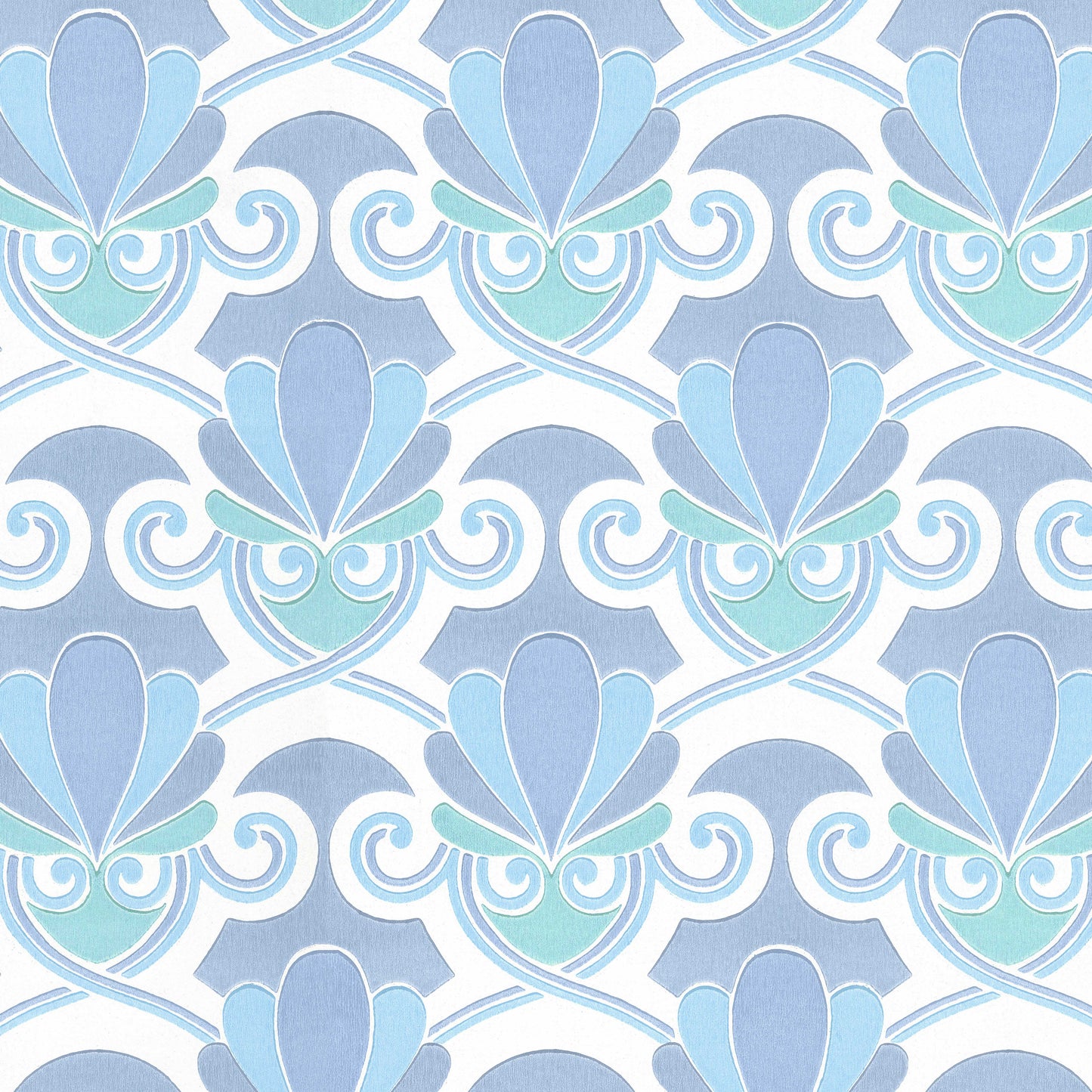 Olympia Midcentury Clam Shell Geometric or Bathroom in Blue