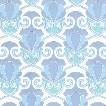 Olympia Midcentury Clam Shell Geometric or Bathroom in Blue