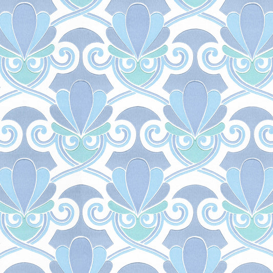 Olympia Midcentury Clam Shell Geometric or Bathroom in Blue