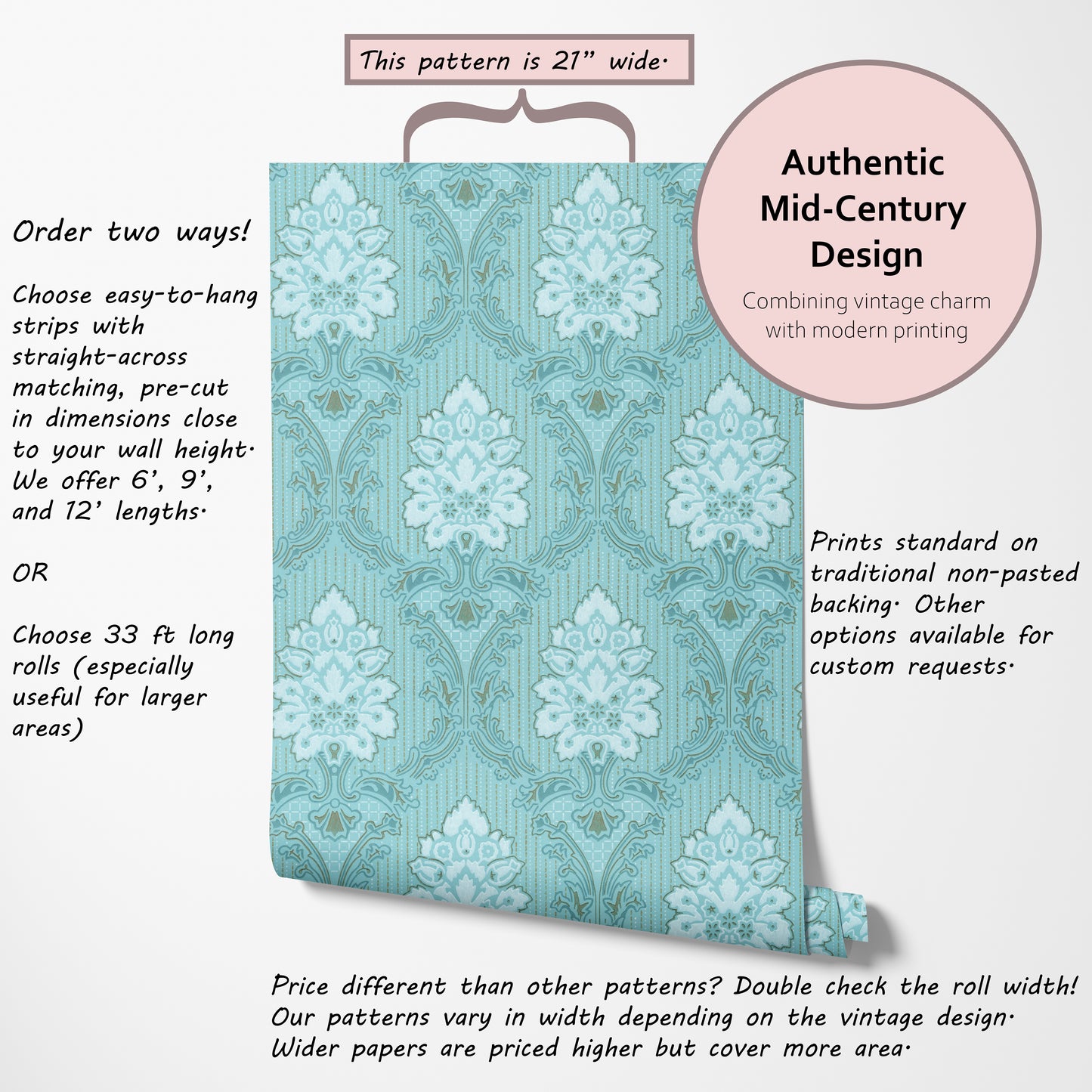 Beatrix Aqua Damask