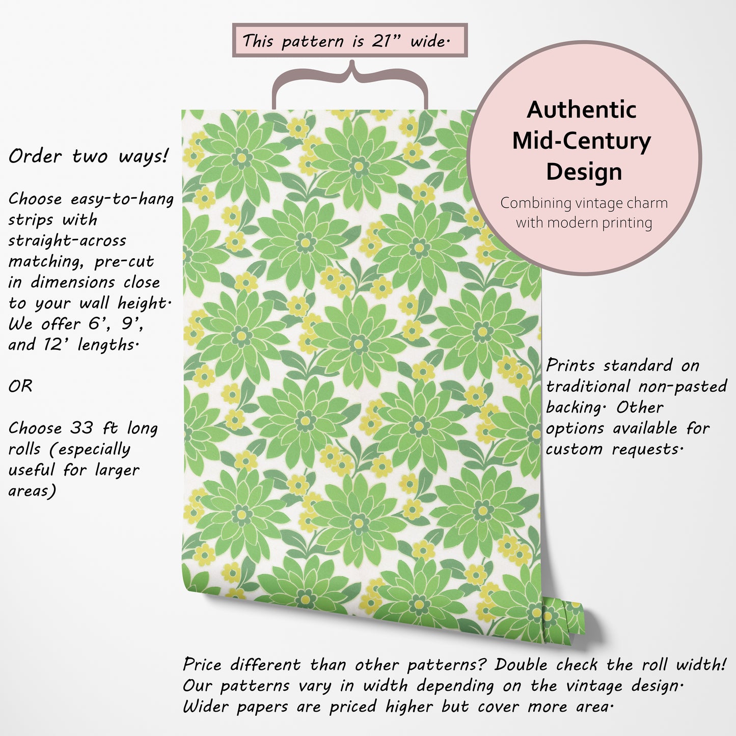 Blossom Retro Floral Green