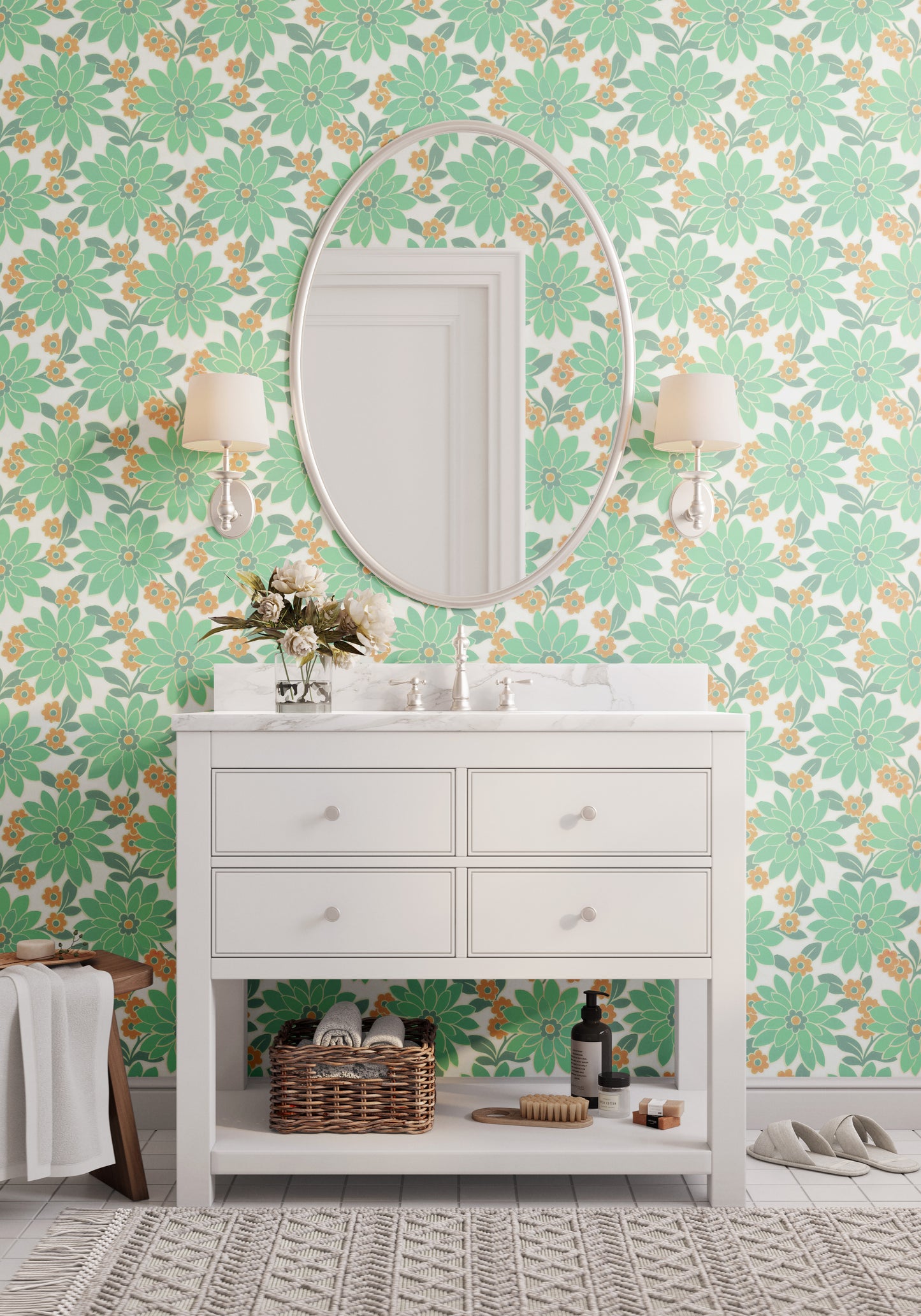 Blossom Retro Floral Teal