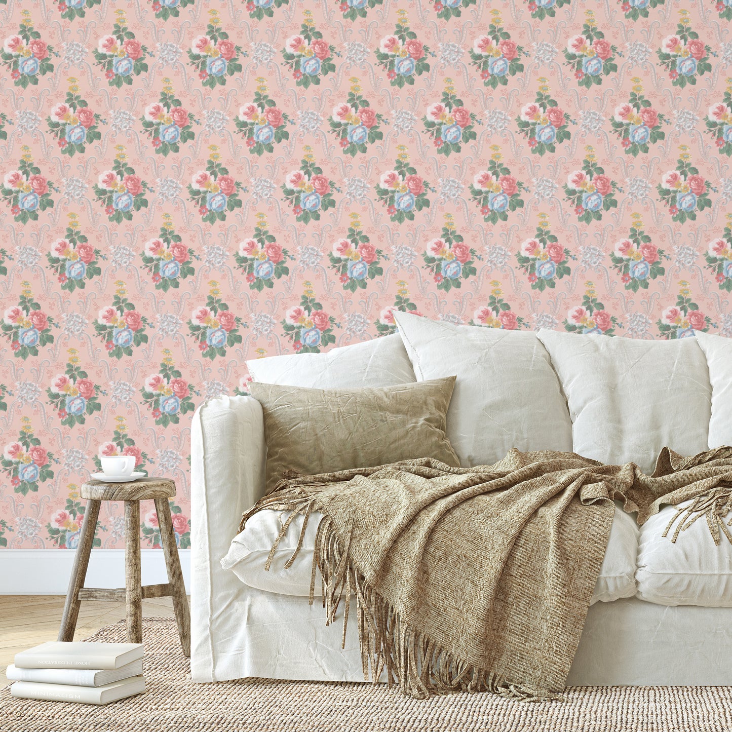 Kathryn Cabbage Rose Floral Damask