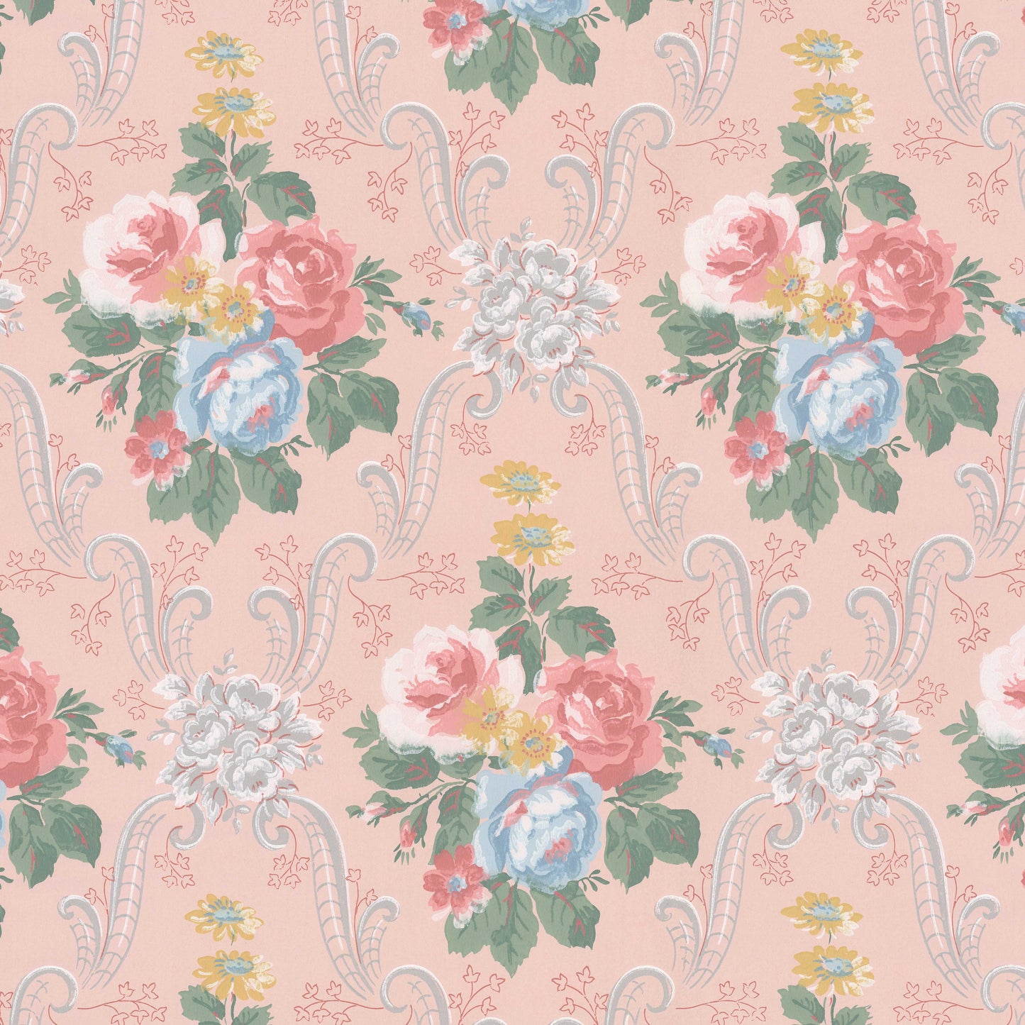 Kathryn Cabbage Rose Floral Damask