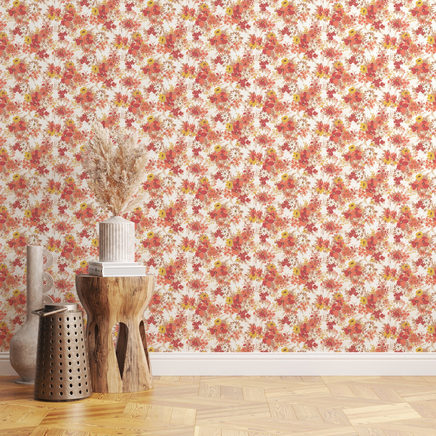 Meg Retro Floral in Coral Pink